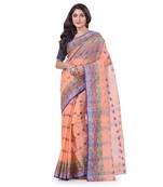 Peach Woven Cotton Saree Without Blouse