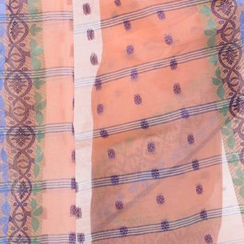 Peach Woven Cotton Saree Without Blouse 3