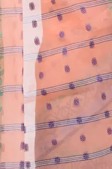Peach Woven Cotton Saree Without Blouse
