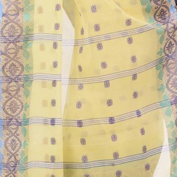 Yellow Woven Cotton Saree Without Blouse 3