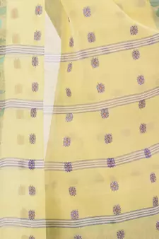 Yellow Woven Cotton Saree Without Blouse