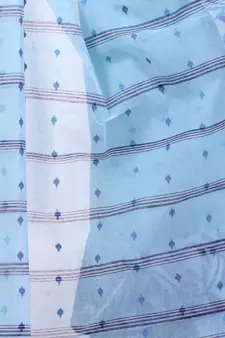 Blue Woven Cotton Saree Without Blouse