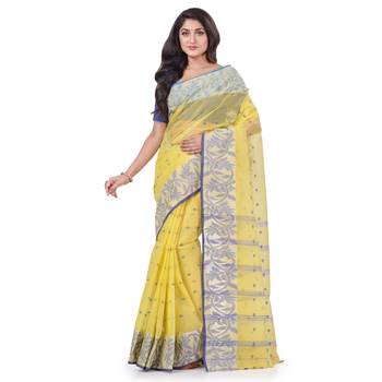 Yellow woven cotton saree  1
