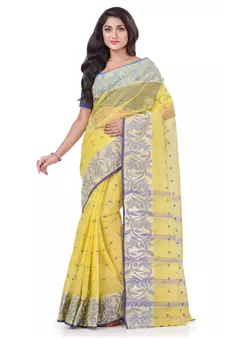 Yellow woven cotton saree 