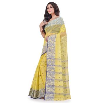 Yellow woven cotton saree  2