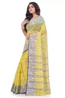Yellow woven cotton saree 