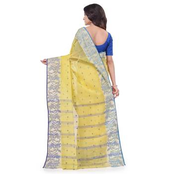 Yellow woven cotton saree  4