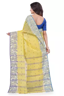 Yellow woven cotton saree 