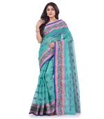 Light Blue Woven Cotton Saree Without Blouse