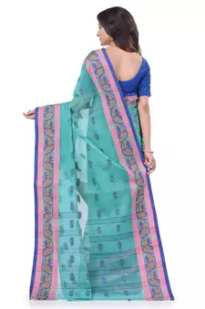 Light Blue Woven Cotton Saree Without Blouse