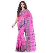 Pink Woven Cotton Saree Without Blouse