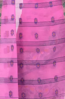Pink Woven Cotton Saree Without Blouse
