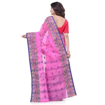 Pink Woven Cotton Saree Without Blouse 4