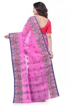 Pink Woven Cotton Saree Without Blouse