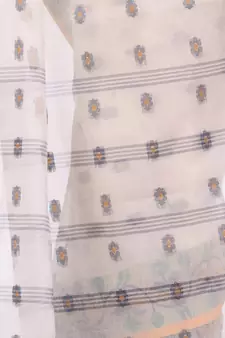 White Woven Cotton Saree Without Blouse