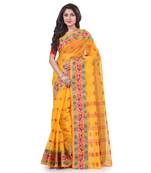 Yellow Woven Cotton Saree Without Blouse