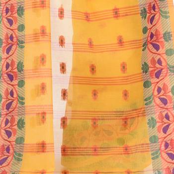 Yellow Woven Cotton Saree Without Blouse 3