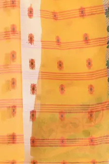 Yellow Woven Cotton Saree Without Blouse