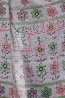Grey hand woven cotton saree with blouse