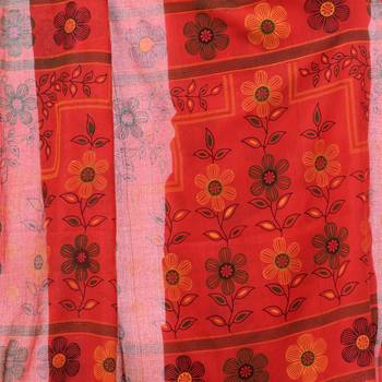 Red hand woven cotton saree with blouse 3