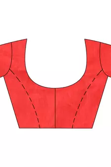 Red hand woven cotton saree with blouse