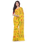 Yellow hand woven cotton saree with blouse