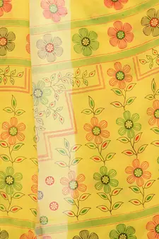 Yellow hand woven cotton saree with blouse