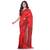 Red hand woven cotton saree with blouse