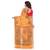 Light orange hand woven cotton saree with blouse