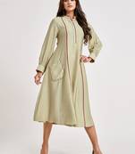 Beige printed viscose rayon long-dresses