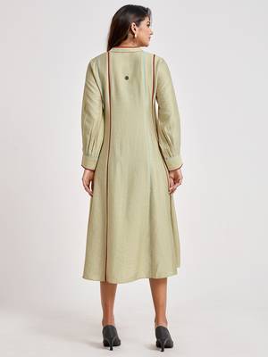 Beige printed viscose rayon long-dresses 2