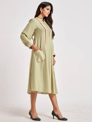Beige printed viscose rayon long-dresses 3