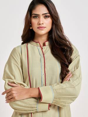 Beige printed viscose rayon long-dresses 4