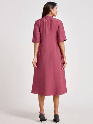 Pink embroidered viscose rayon long-dresses 2