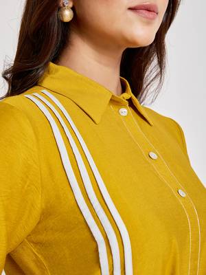Mustard plain viscose rayon long-dresses 5