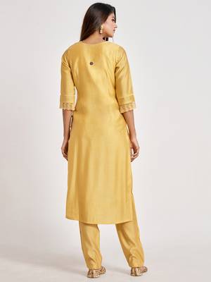 Yellow embroidered chanderi salwar 2
