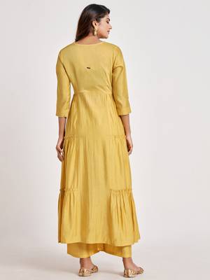 Yellow embroidered chanderi salwar 2