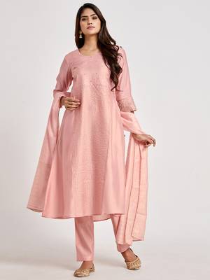 Pink sequins chanderi salwar 1