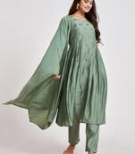 Sea-green mirror chanderi salwar