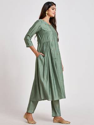Sea-green mirror chanderi salwar 3