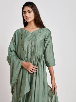 Sea-green mirror chanderi salwar 4