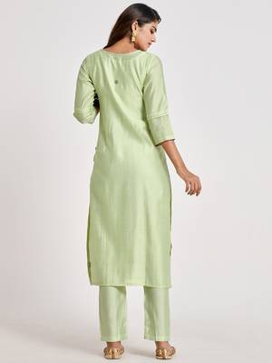 Light-green embroidered chanderi salwar 2