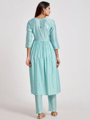 Aqua-blue mirror chanderi salwar 2
