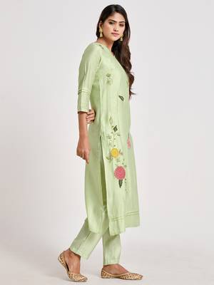 Light-green embroidered chanderi salwar 3