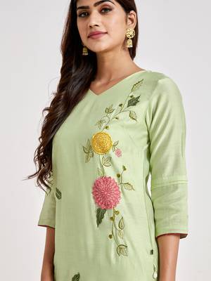 Light-green embroidered chanderi salwar 4