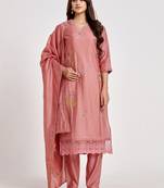 Pink embroidered chanderi salwar