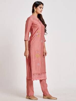 Pink embroidered chanderi salwar 3