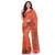 Orange hand woven cotton saree with blouse