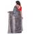Grey hand woven cotton saree with blouse