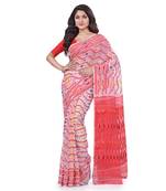 White Woven Cotton Saree Without Blouse